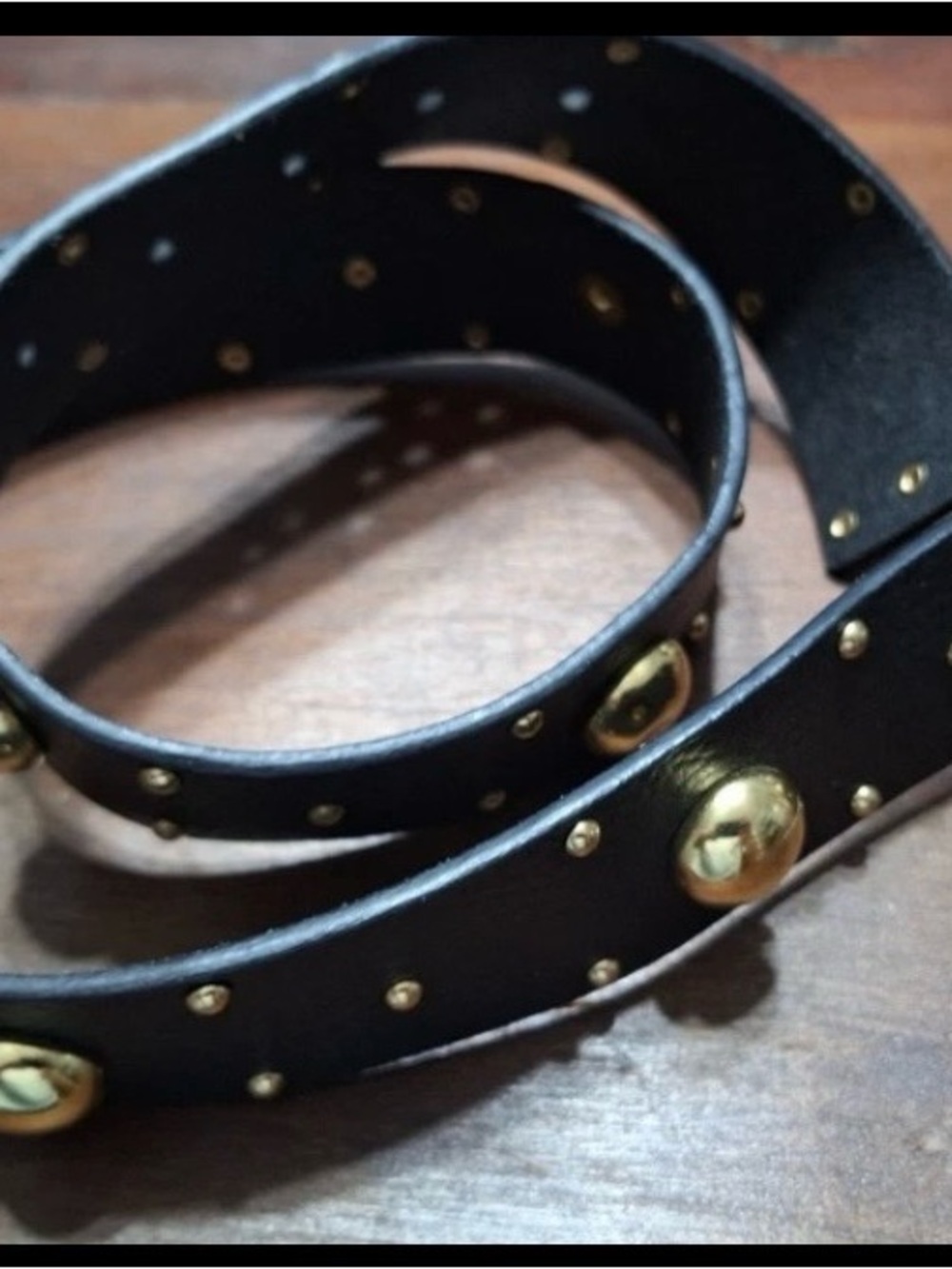 MICHAEL Michael Kors Black Leather Studded Belt with Gold Hardware New w/tags